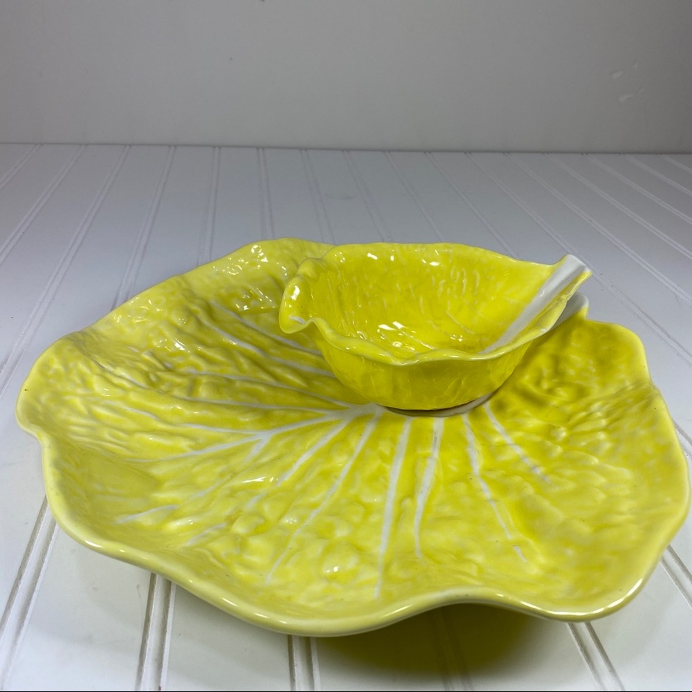 Secla Majolica Yellow Cabbage Chip n Dip